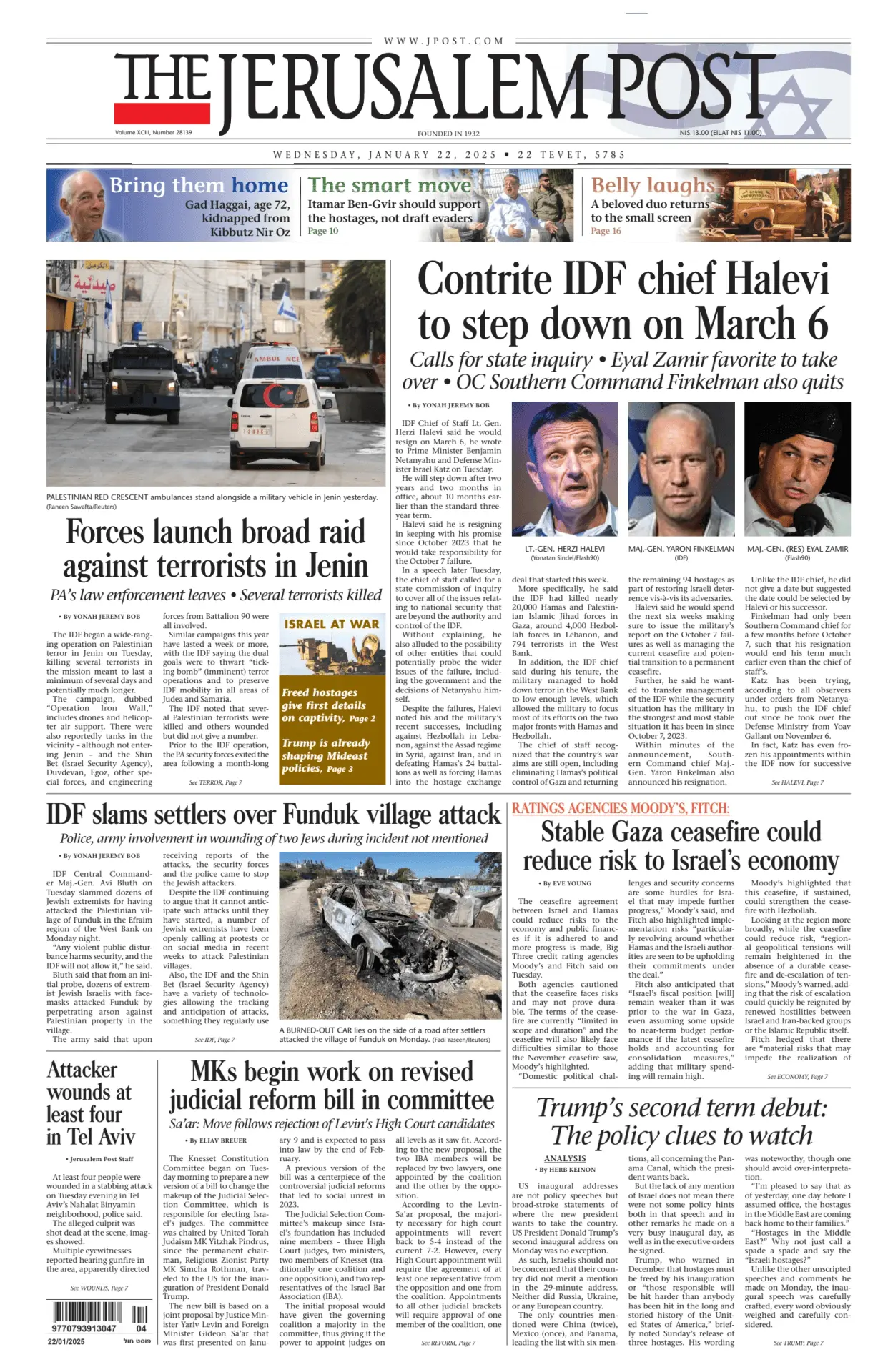 Prima-pagina-the jerusalem post-edizione-di-oggi-22-01-2025